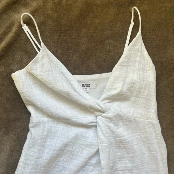 BB Dakota White Midi Dress with Slit - Picture 7 of 8